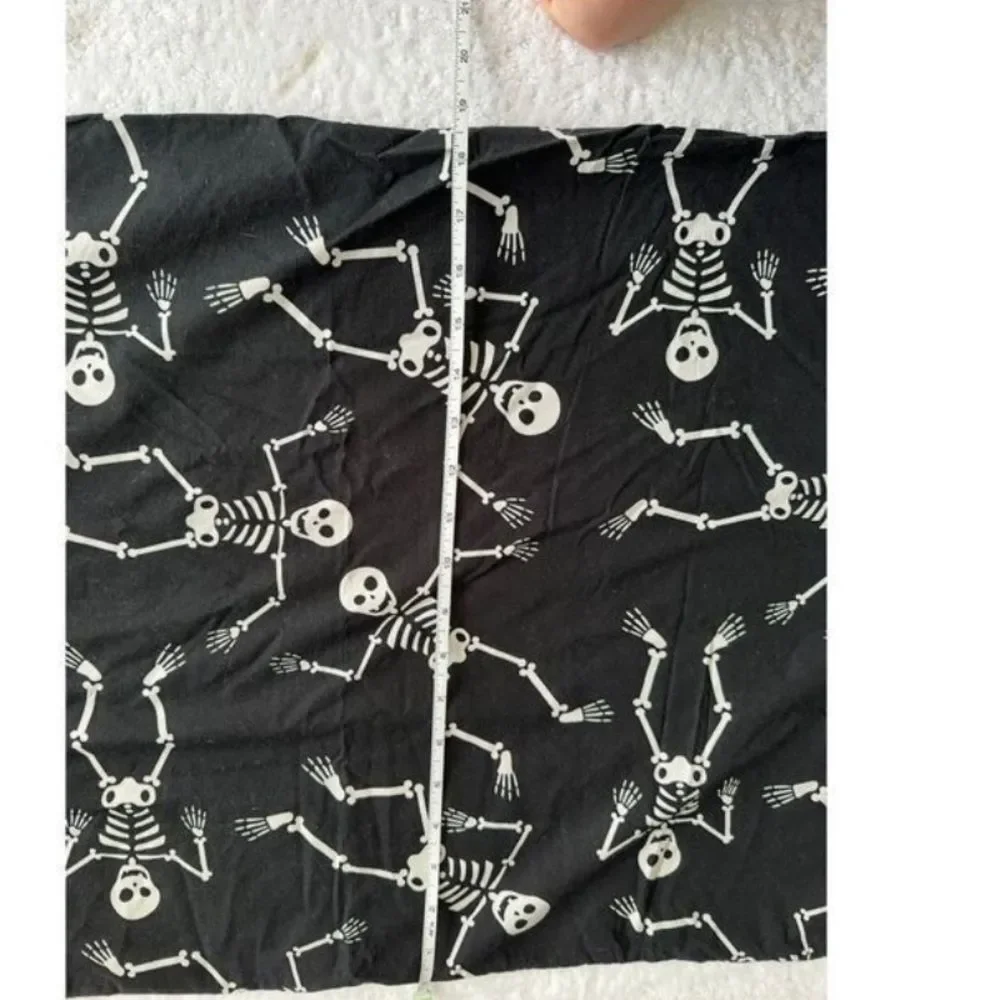 Black and white skeleton Halloween pillowcase